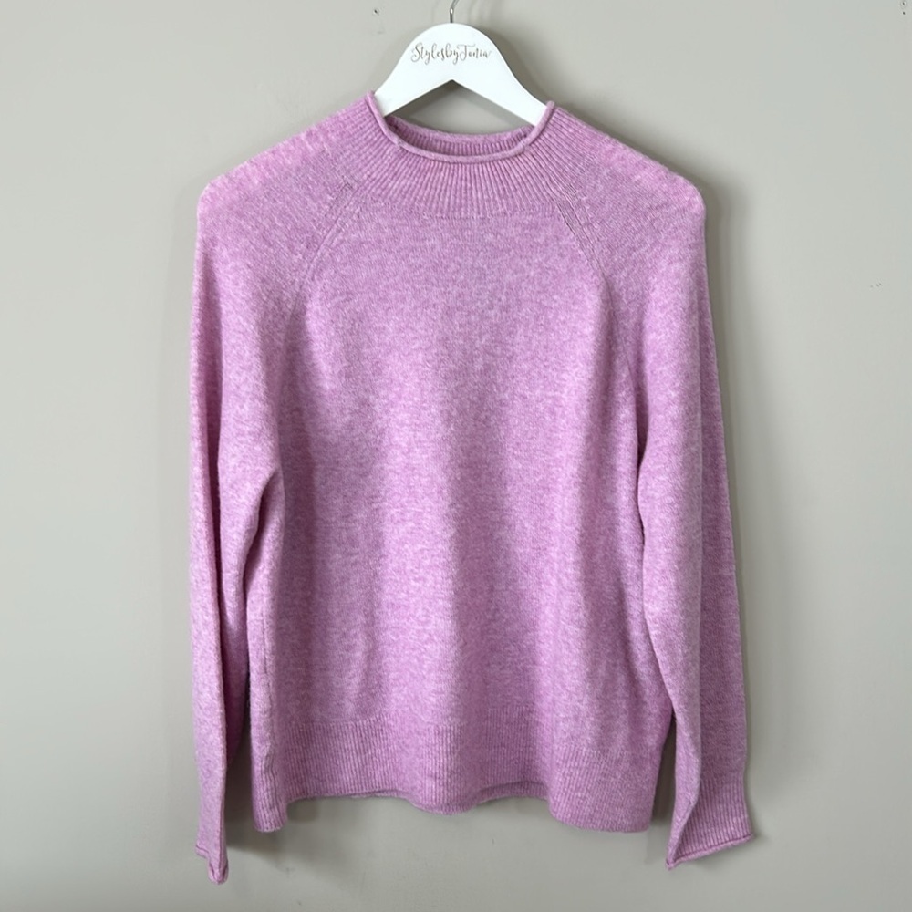 J Crew Rollneck sweater in Supersoft yarn Purple Heathered Alpaca Wool Sz M NEW